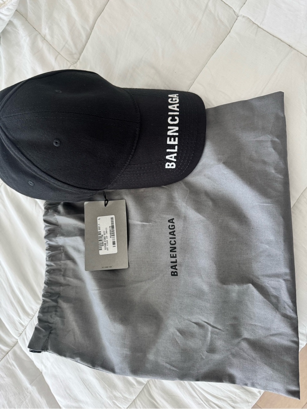 Balenciaga Black Cap with White Logo Embroidery